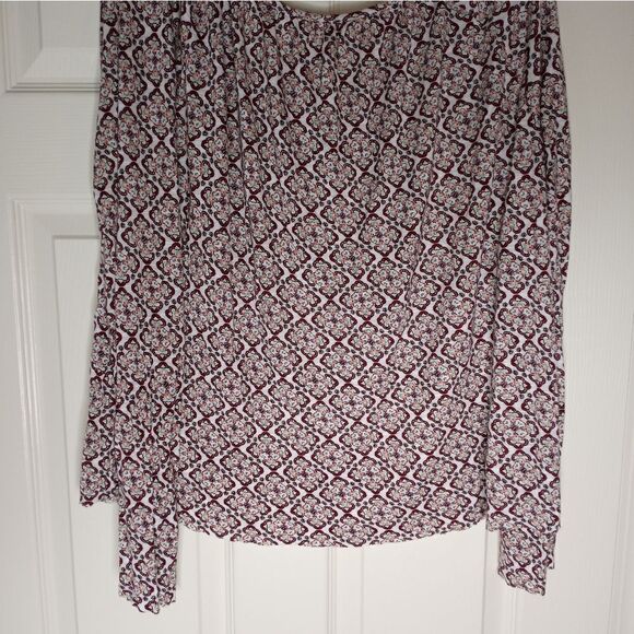 Aeropostale XL White Multicolored Longsleeves 100% Rayon Peasant Women's Top - Picture 10 of 10